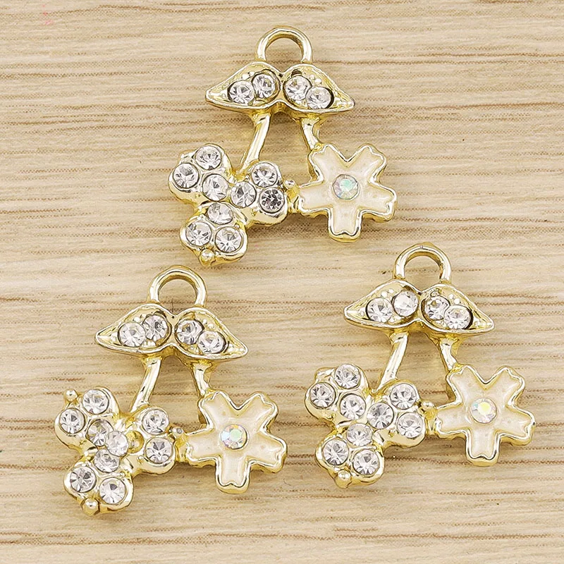 Tusember 10 Stück Exquisite Kristall-Kirsch-Anhänger-Charms für modische Ohrhänger, Halsketten, DIY-Schmuckherstellung und Zubehör – Detail 3