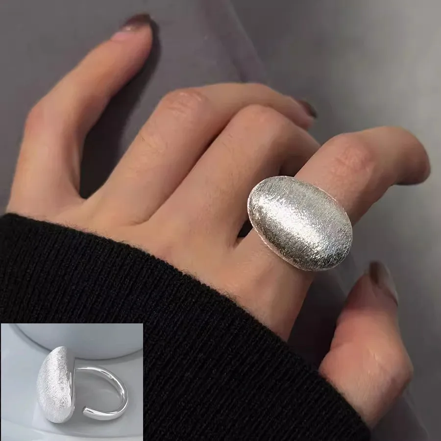 Women's Minimalist Handmade 925 Sterling Silver Big Stone Ring