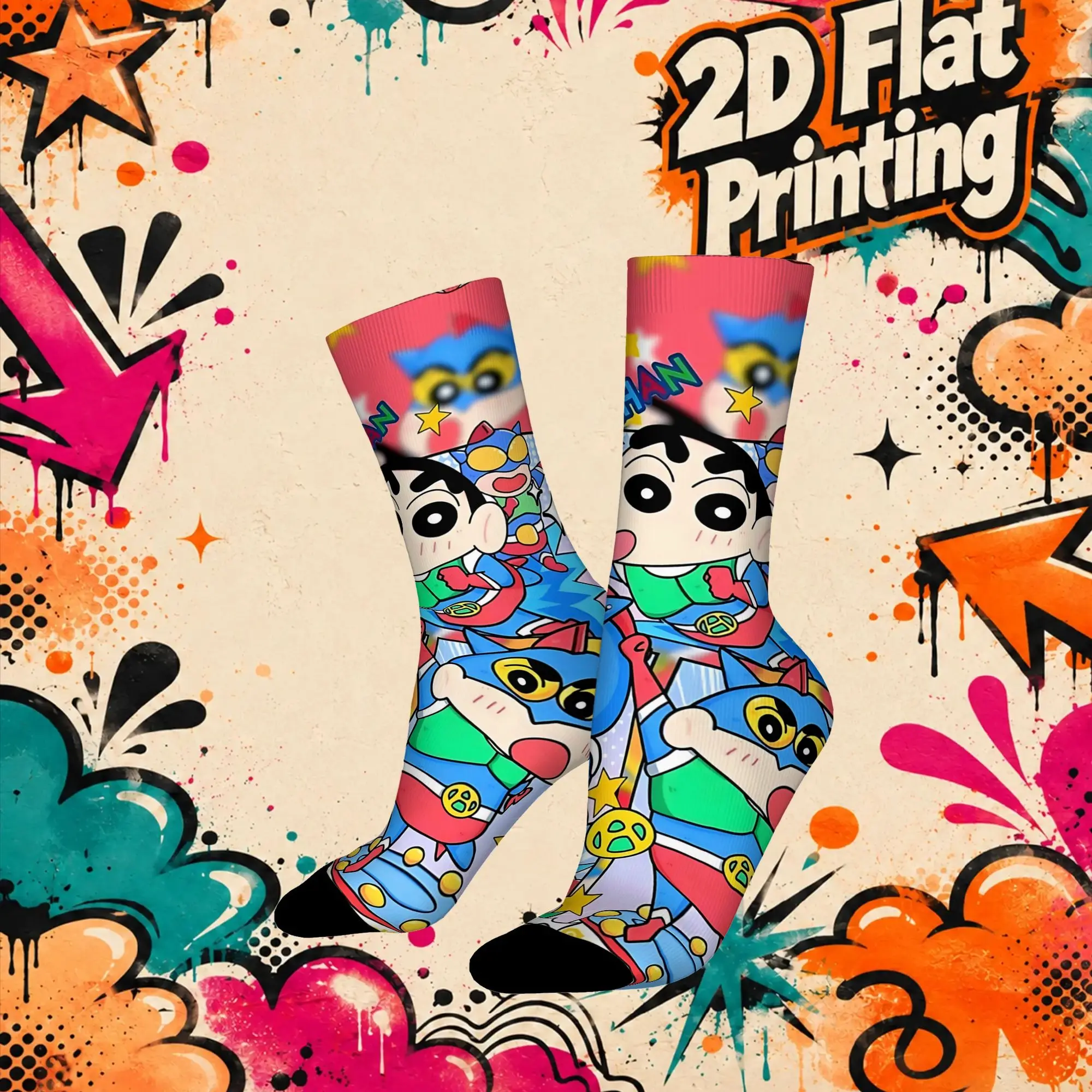 Sport Crayon S Shin chans Crazy Running Men's compression Socks Unisex items Crew Sock Cycling socks