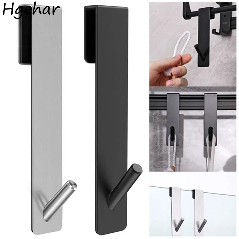 

Bathroom Stainless Steel Storage Racks for Clothes Towel Non-punching Portable Behind The Glass Door Organizer Wall Shelf Daily