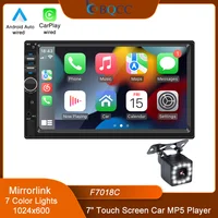 BQCC 7 ""2Din/1 Din MP5 reproductor de coche Mirrorlink con cable Android AUTO/CarPlay BT AUX luces coloridas FM Radio de coche F7018C