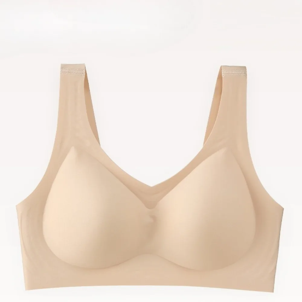 

Fixed Cup Comfortable Seamless Bras Thin Design Gathered Breathable Upper Support Anti Sagging Adjustable Vest Style Underwear