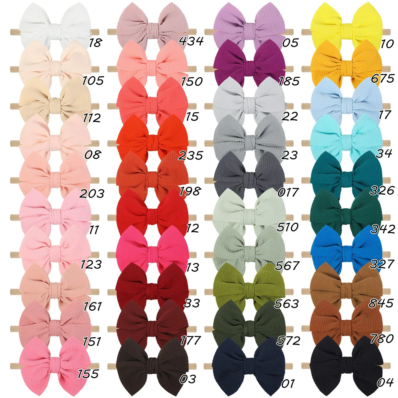 

Bulk 40Pcs/Lot 3.85" Baby Hair Bow With Elastic Hairbands For Newborn Girl Solid Bows Hair Bands Kids Hair Accessories