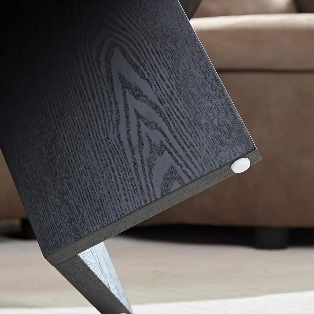 Moderner schwarzer ovaler Couchtisch, 39,37 für kleine Räume, stabiles Sockeldesign für Wohnzimmer und Schlafzimmer