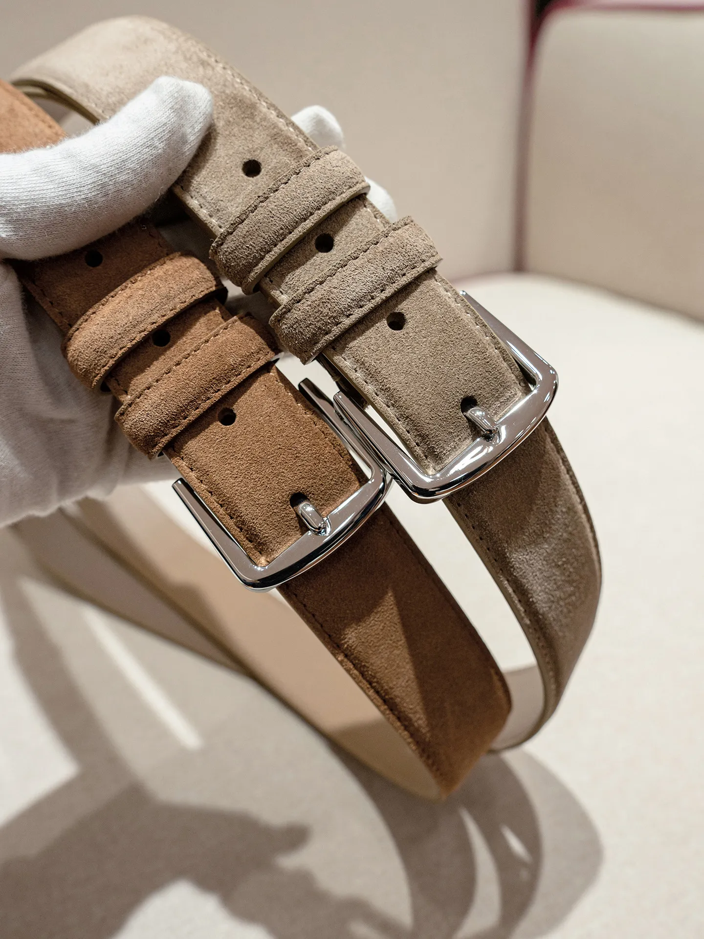 Old Money Wind Calfskin Velvet Textured Men's Leather Pin Buckle Belt Belt