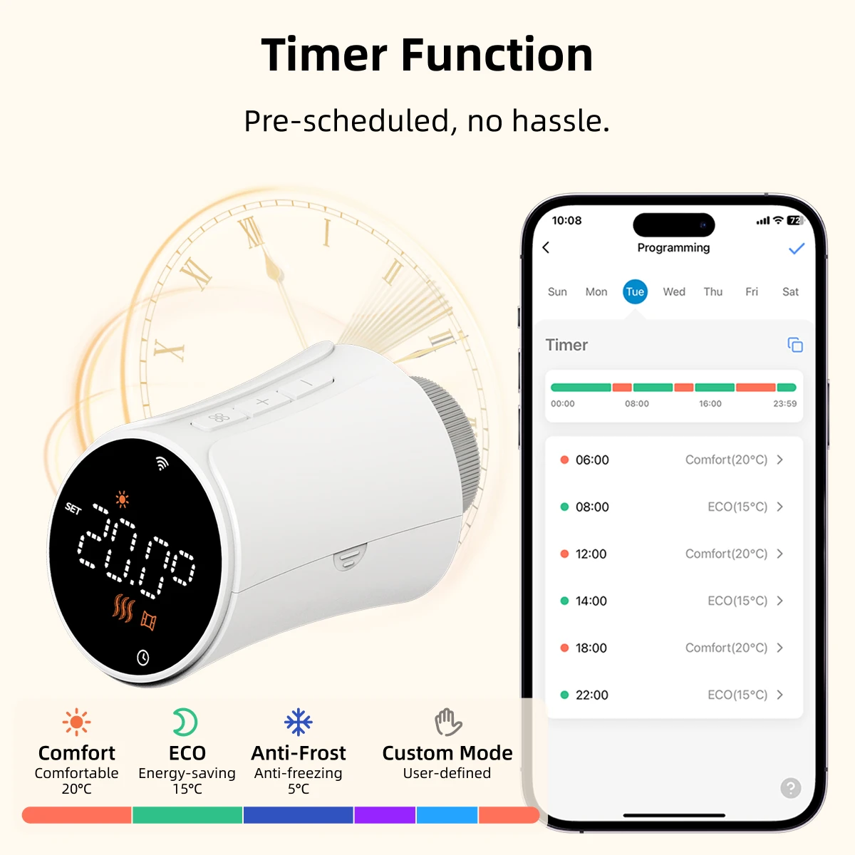 Intelligenter WiFi-Zigbee-Thermostat Tuya Thermostatisches Heizkörperventil Fußbodenheizungs-Temperatursensor APP-Fernbedienung Thermostatkopf Sprachsteuerung Alexa Google Home Yandex Alice – Detail 6