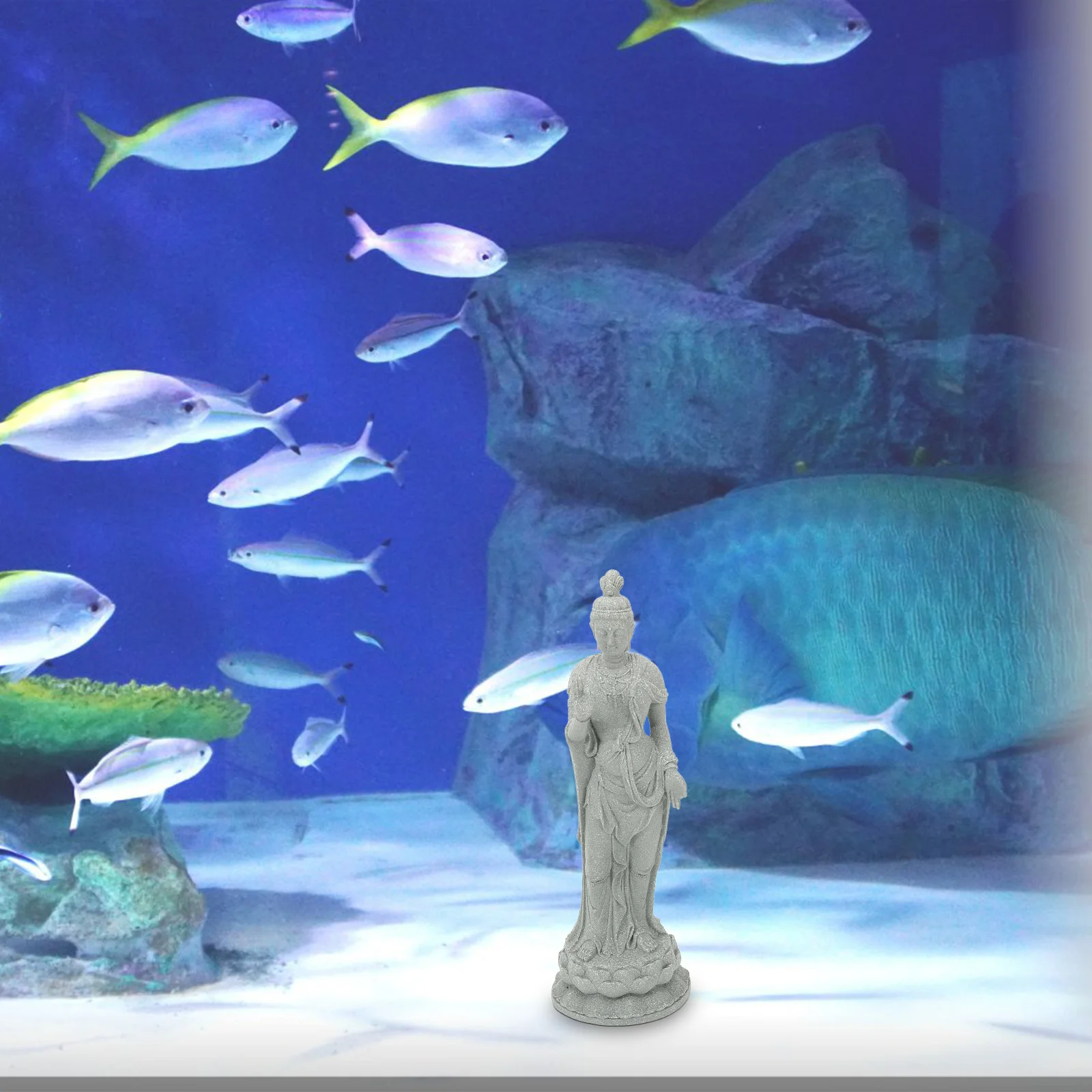 

Fish Tank Buddha Statue Resin Meditating Sculpture Aquarium Decor Small Lifelike Ornament for Home Office