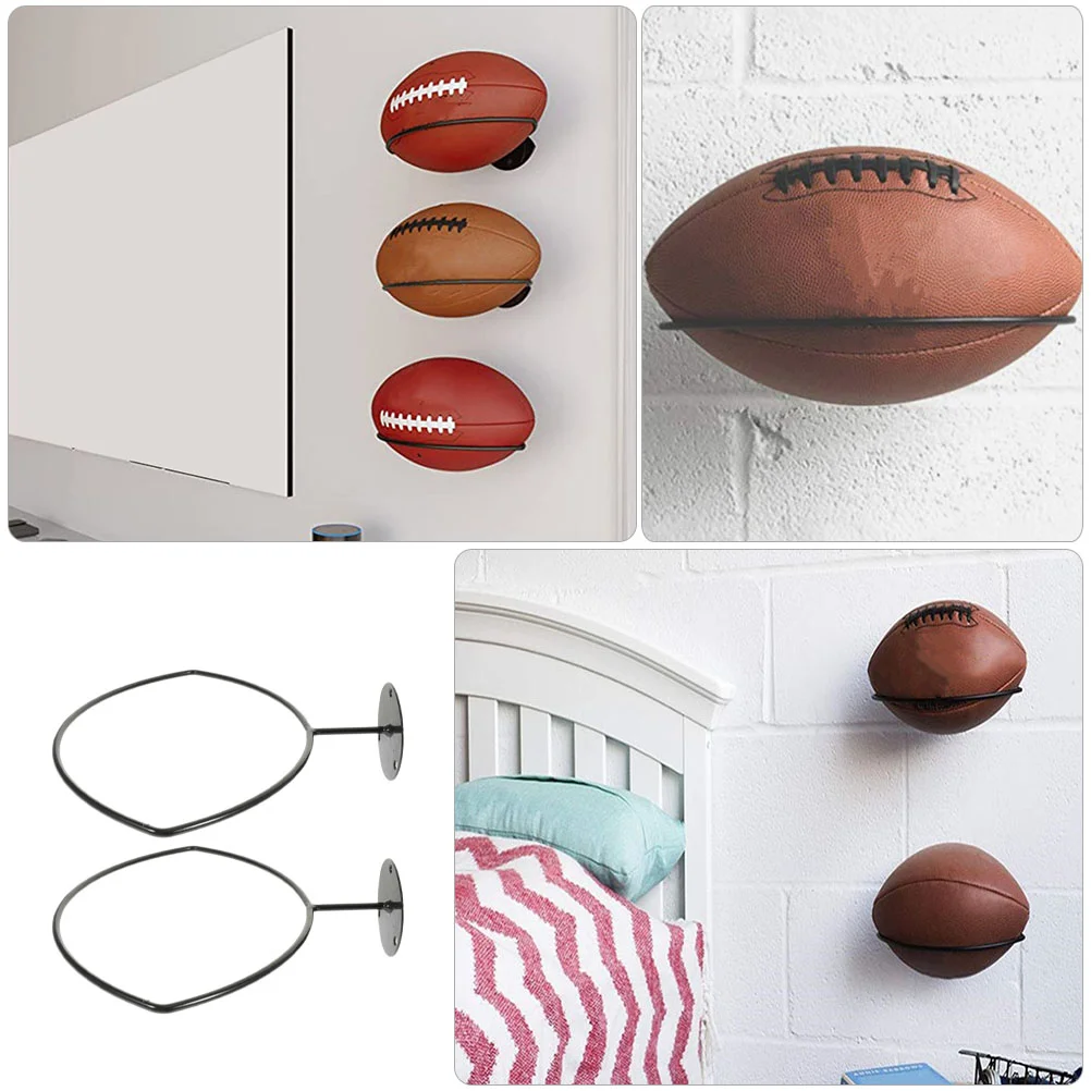 2 Pcs Football Stand Shop Holders Show Rack Sports Room Wall Decor Iron Brackets Fitness Soccer Balls