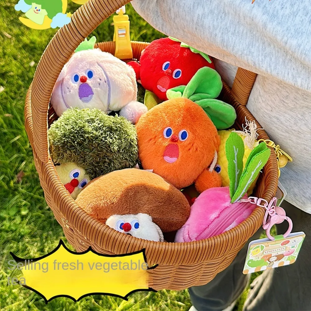 Scream Expression Vegetable Plush Coin Purse Stuffed Doll Colorful Vegetable Plush Earphone Bag Soft Fun