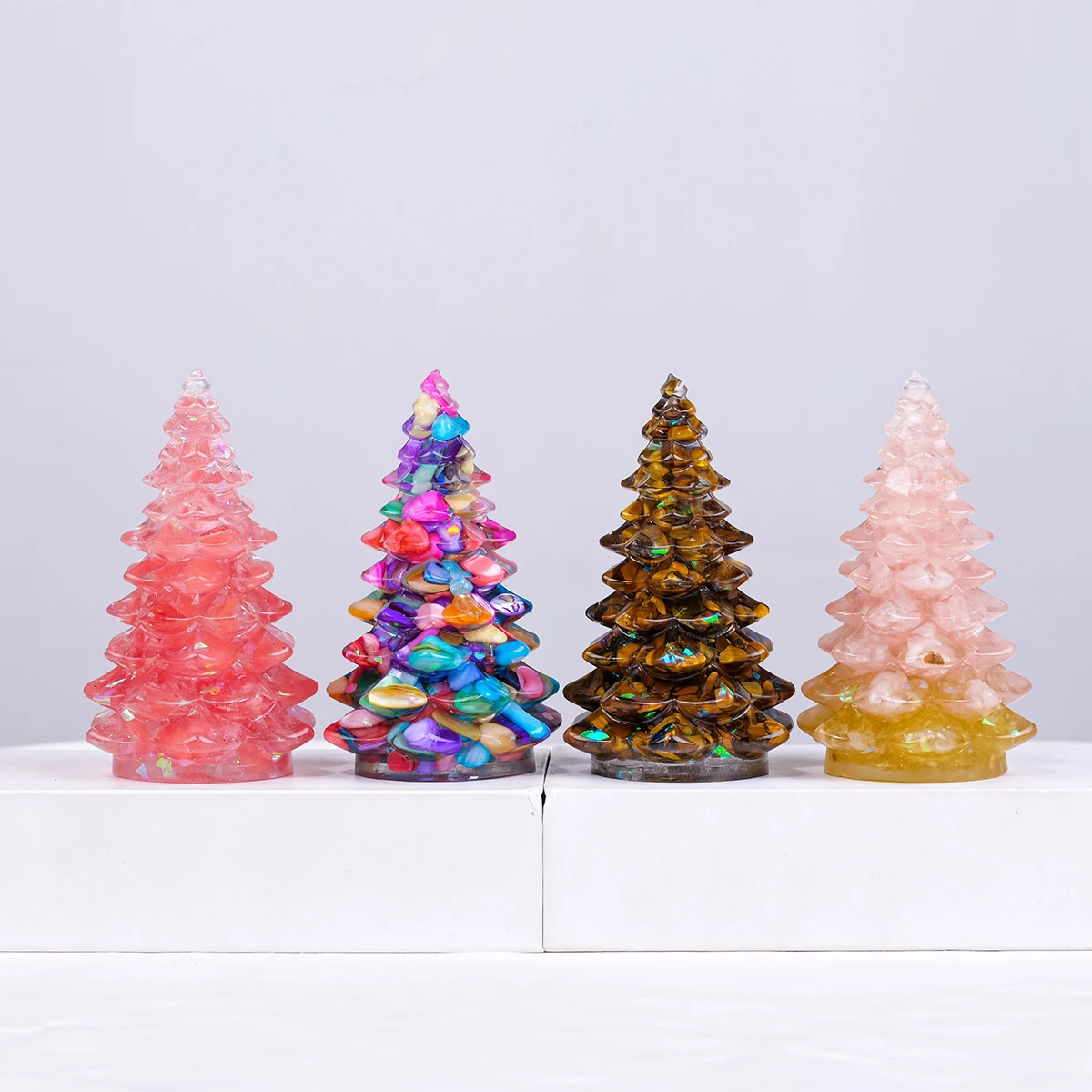 1PC Natural Crystal Gravel Christmas Tree Decor for Table Desk Gifts Crystal Ornament Mantel Decor Party Decor Epoxy