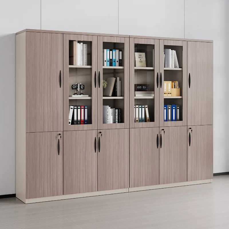 File Cabinet Office Wooden Filing Cabinet Locked Storage Floor-to-Floor Bookcase