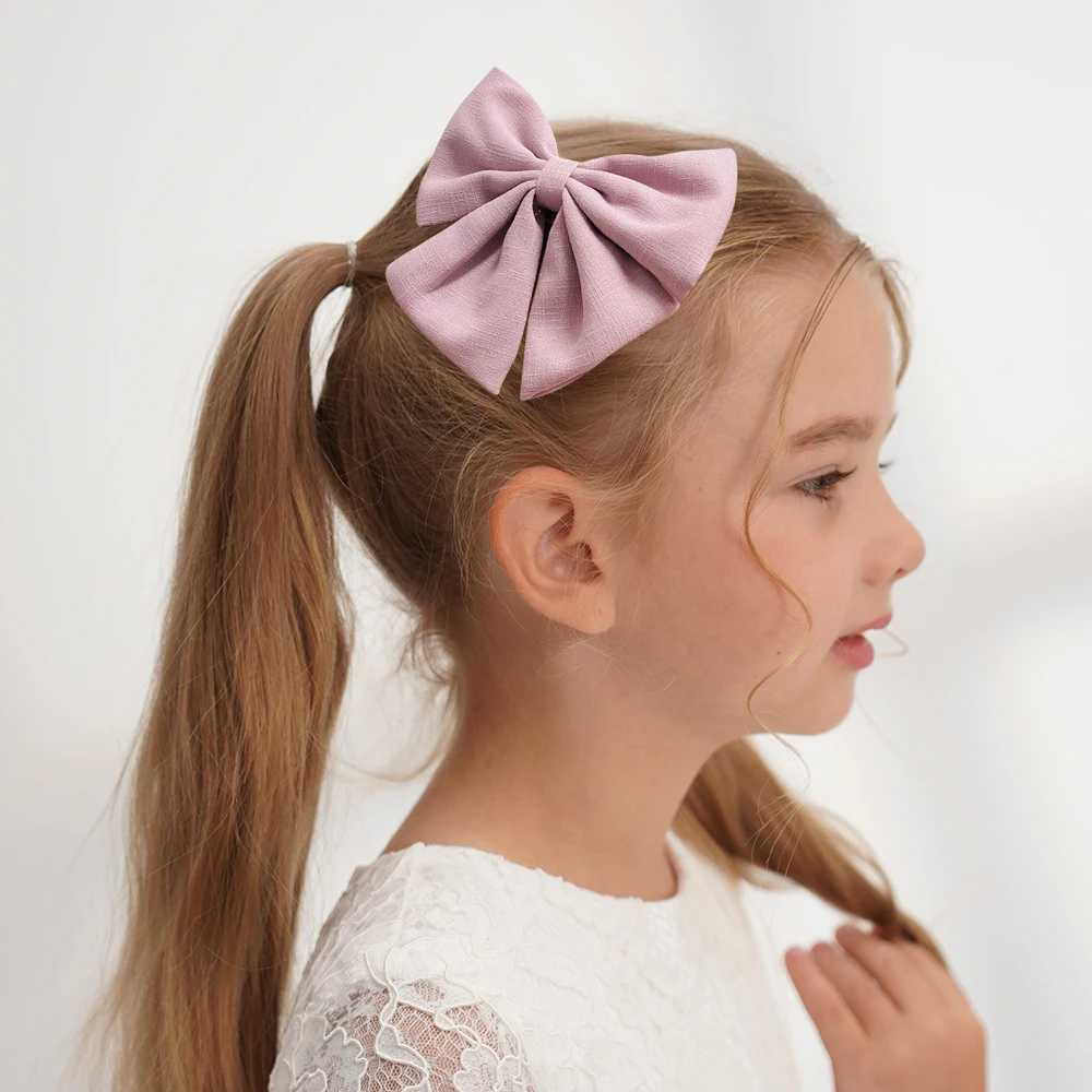 1Pcs Solid Color Cotton Clip Hair Bows For Girls Hairband Handmade Hairpin Barrettes Headwear Kids Hair Accessories For Children