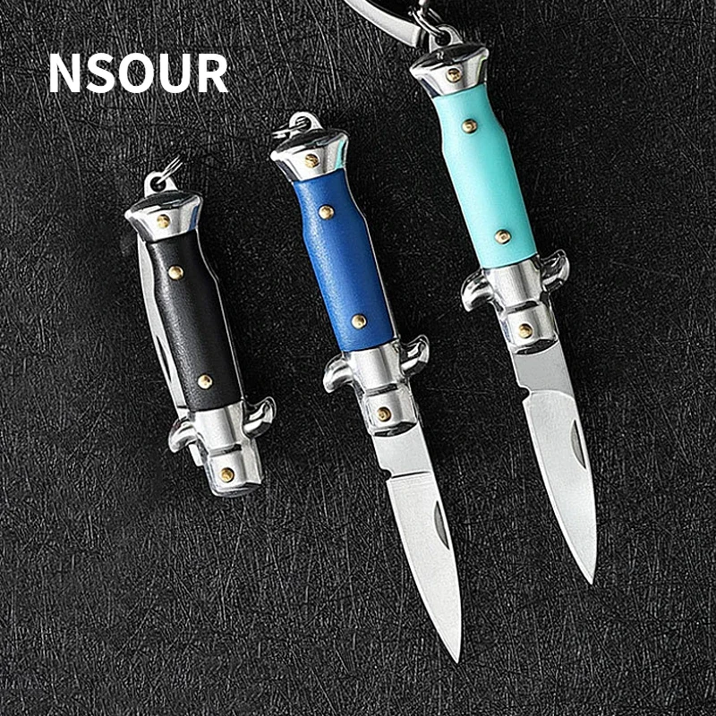 Mini cuchillo plegable EDC multifuncional, llavero portátil, cuchillo pelador para acampar, cuchillo exquisito con llavero para regalo de vacaciones
