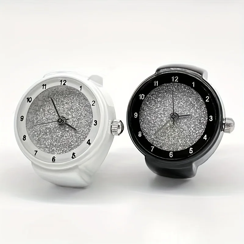 Full Sky Star Trendy Ring Watch Finger Band Sparkling Advanced Cool Wind Time Watching Ring Watch Fast Technology Sense