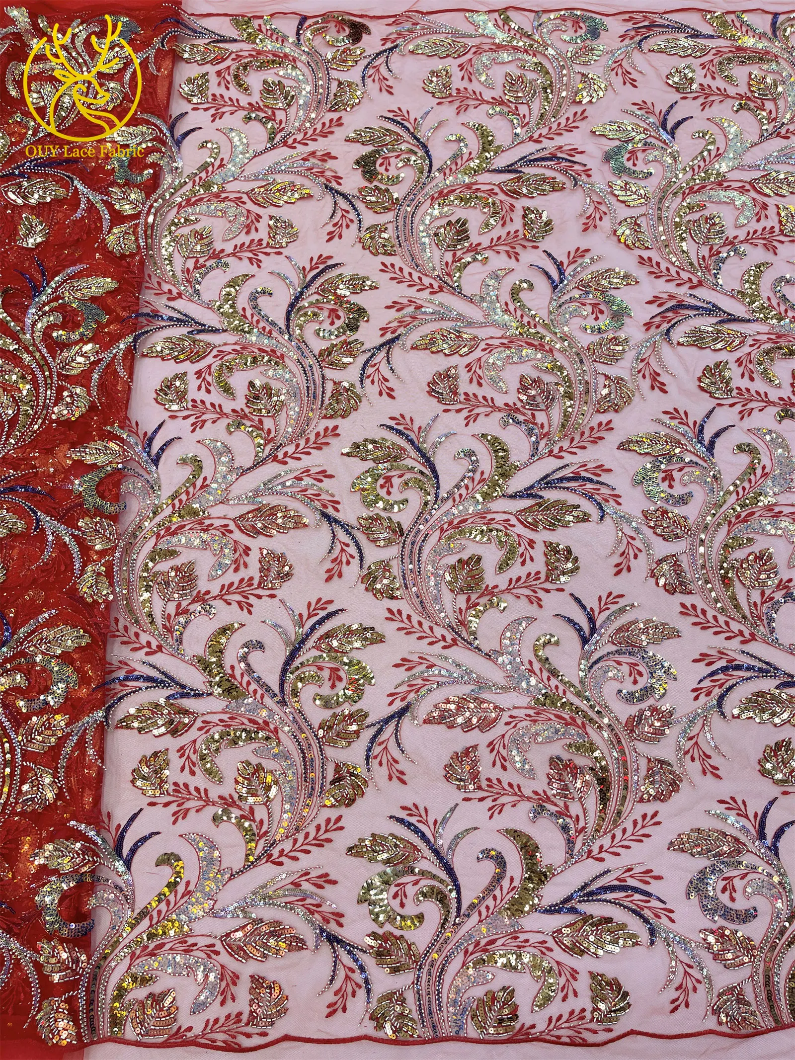 Luxuriöser Goldener Afrikanischer Perlen-Pailletten-Spitzenstoff 2026 Eleganter Französischer Stickerei-Tüllspitzenstoff Nigerianisches Party-Hochzeitskleid – Detail 18