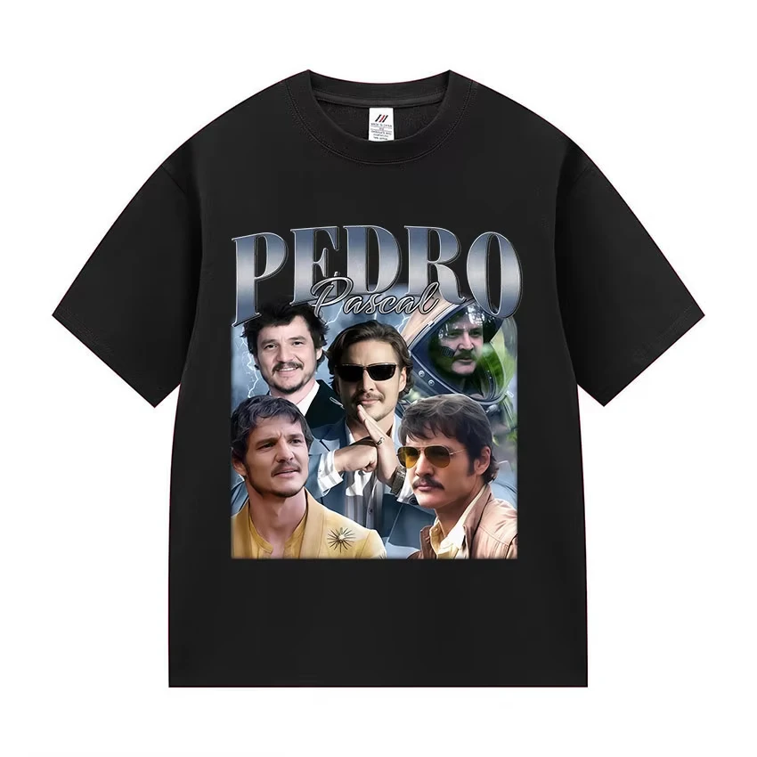 Camiseta con Estampado del Actor Pedro Pascal, Camiseta de Moda Retro de Lujo para Hombre, Verano 2026, Camiseta Extra Grande de Algodón para Hombre y Mujer
