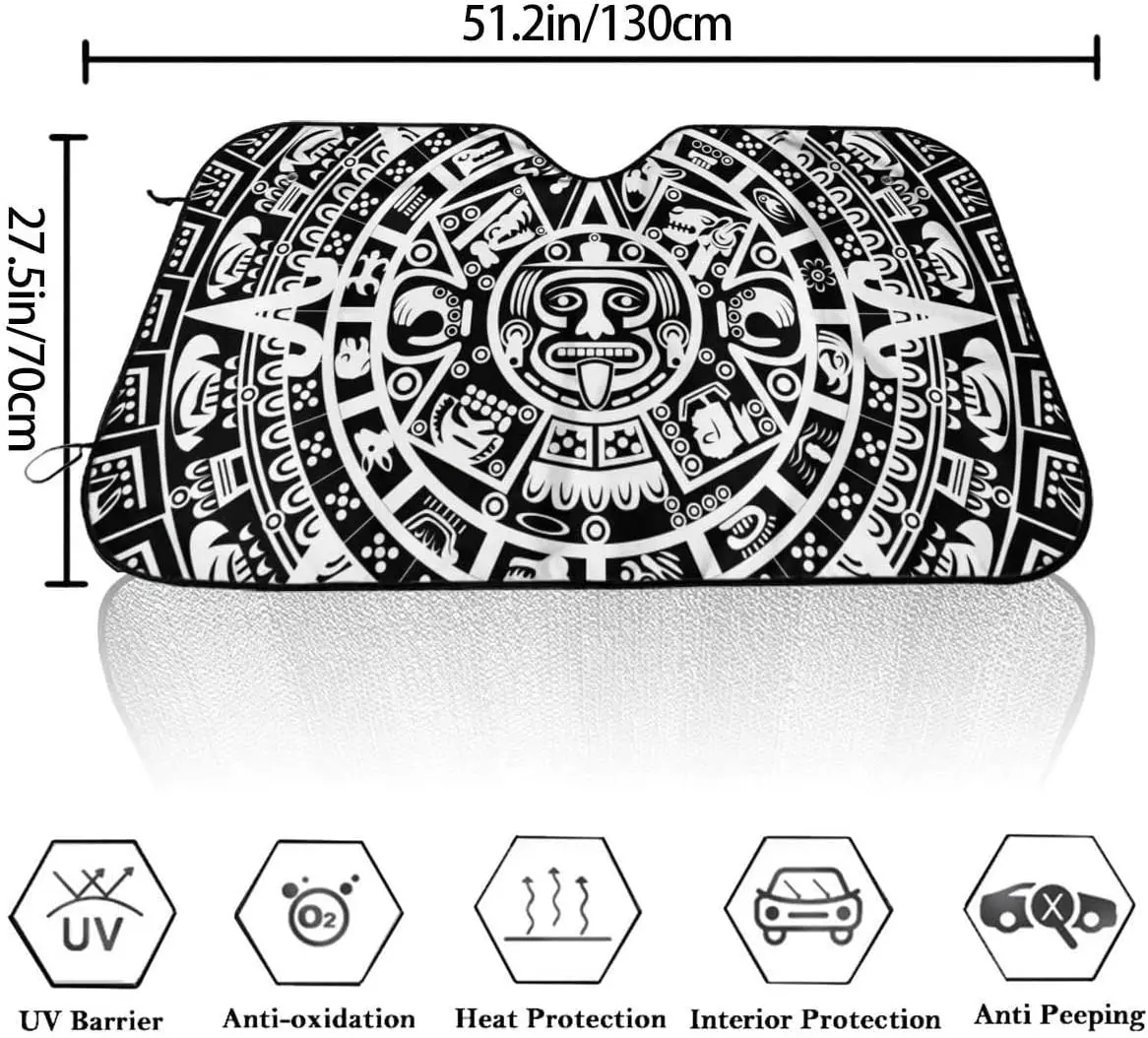 ChinaOEM Maya Aztec Calendar Car Windshield Sunshade Curtain Car Truck SUV Block Uv Ray Universal Fit Vehicle Window Cover Visor