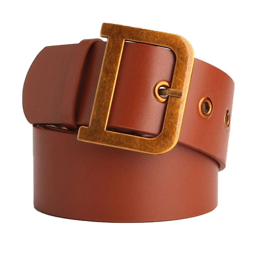 

Fashion Vintage Dress Golden D Shaped Buckle Wide Pants shaped Buckle Belt for Women Wide Dress Pants Waistb Ladies Accessories