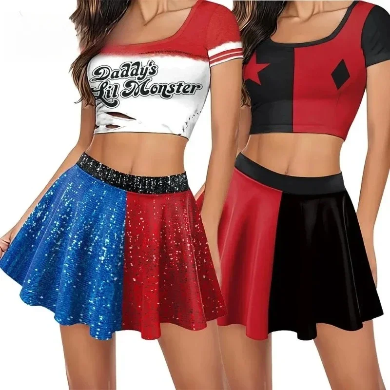 

Хэллоуин Косплейер Фильм Клоун Женский Костюм Джокер Герой Косплей Костюм 3D Печать Костюм Черлидинга Парад Вечеринка Карнавал