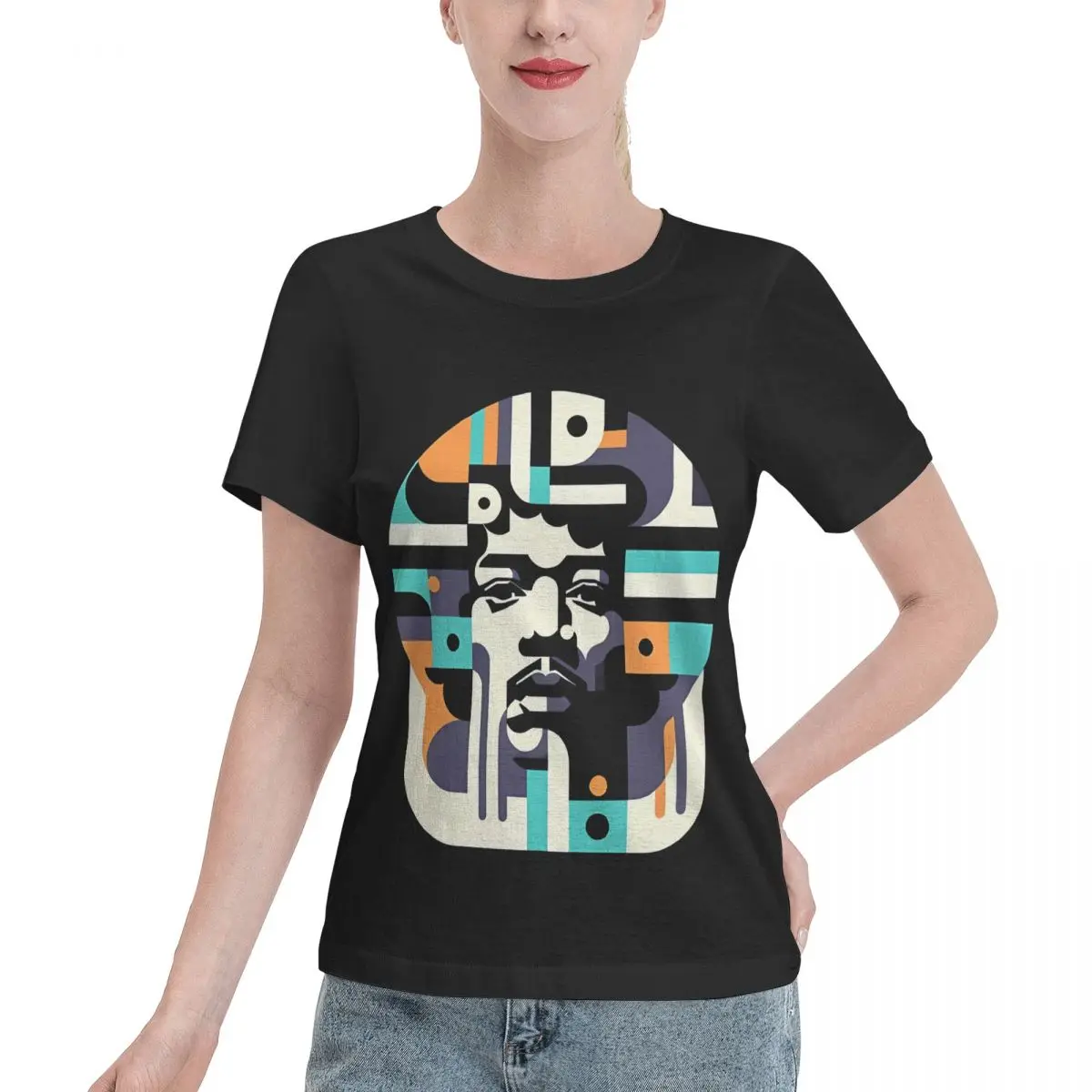 Free Matching Abstract Guitar Legend - Jimmy Hendrix Women's T-shirt Vintage Home Casual Tee