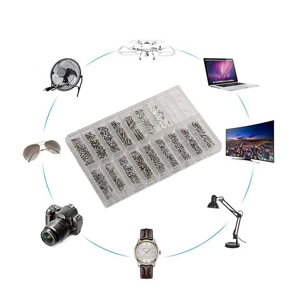 1000PCS Stainless Steel Miniature Screw Set Repair Installation Tool Glasses Screwdriver Screw Sets With Accessories