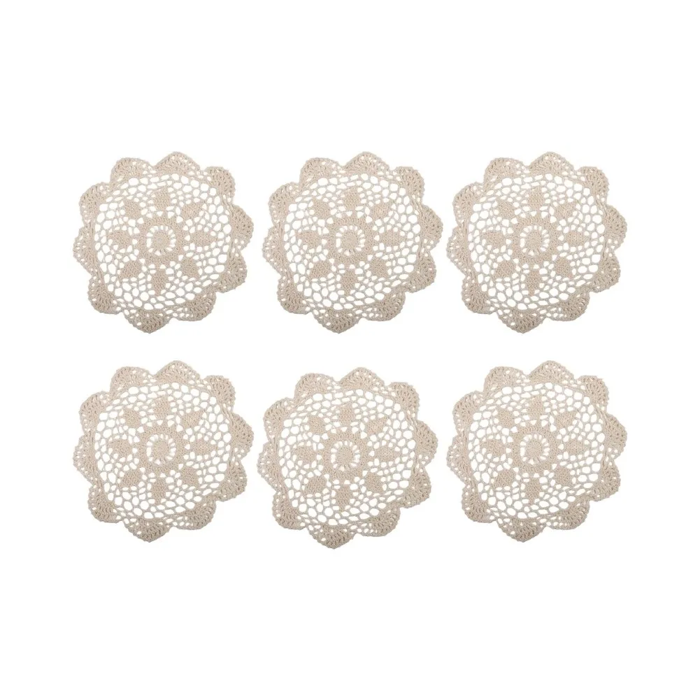 Crocheted Table Mats Cotton Doilies For Home Dining Hand Crocheted Craft Soft Cotton Thread Hollow Lace Pattern
