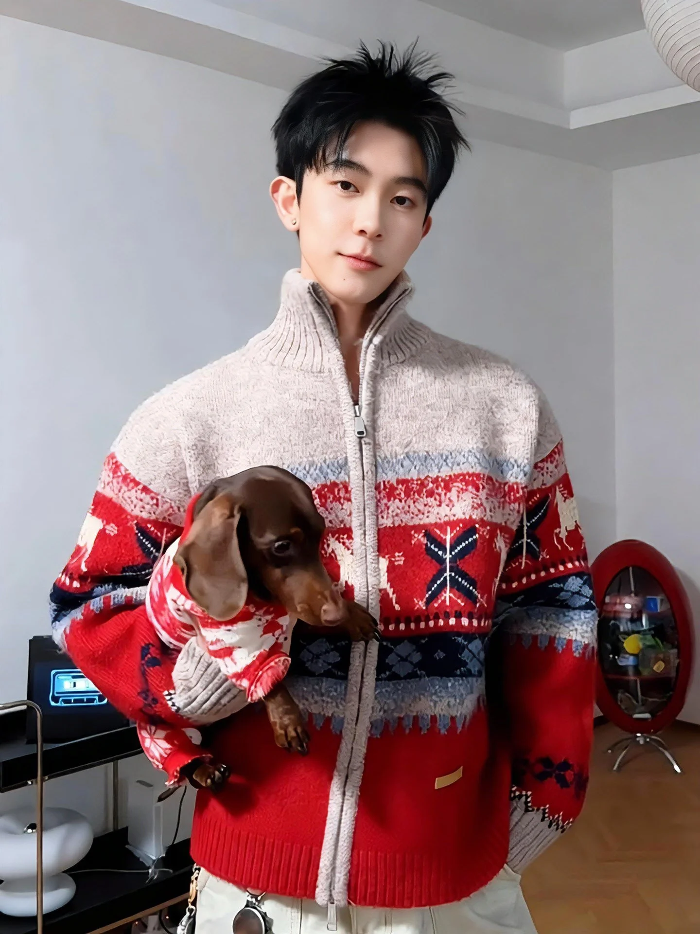 

Men's Autumn Winter Knitted Sweater Stand Collar American Retro Sle Zipper Closure Soft Polyester Fiber Long Sve Ciwalk