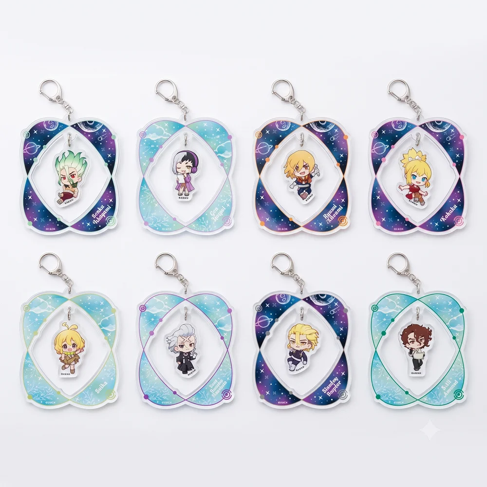Anime Dr. STONE Q Version Chibi Acrylic Figure Stand Stanley Kohaku Suika Sai Keychain Schoolbag Keyring Charm Plate
