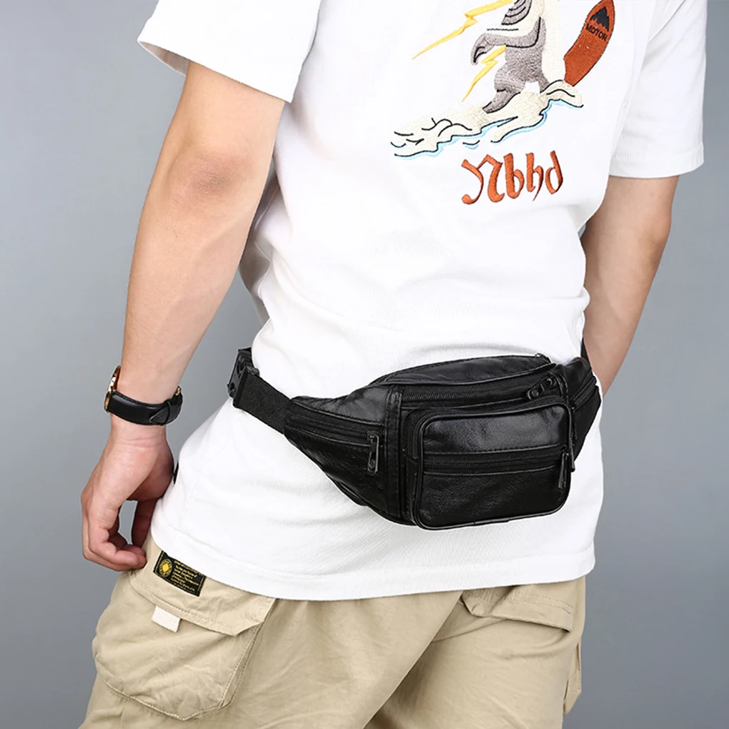 Leather Anti-theft Waist Bag Fashionable Men s Outdoor Waterproof Pocket Pouch Fanny Shoulder Bags Riding Motorcycle