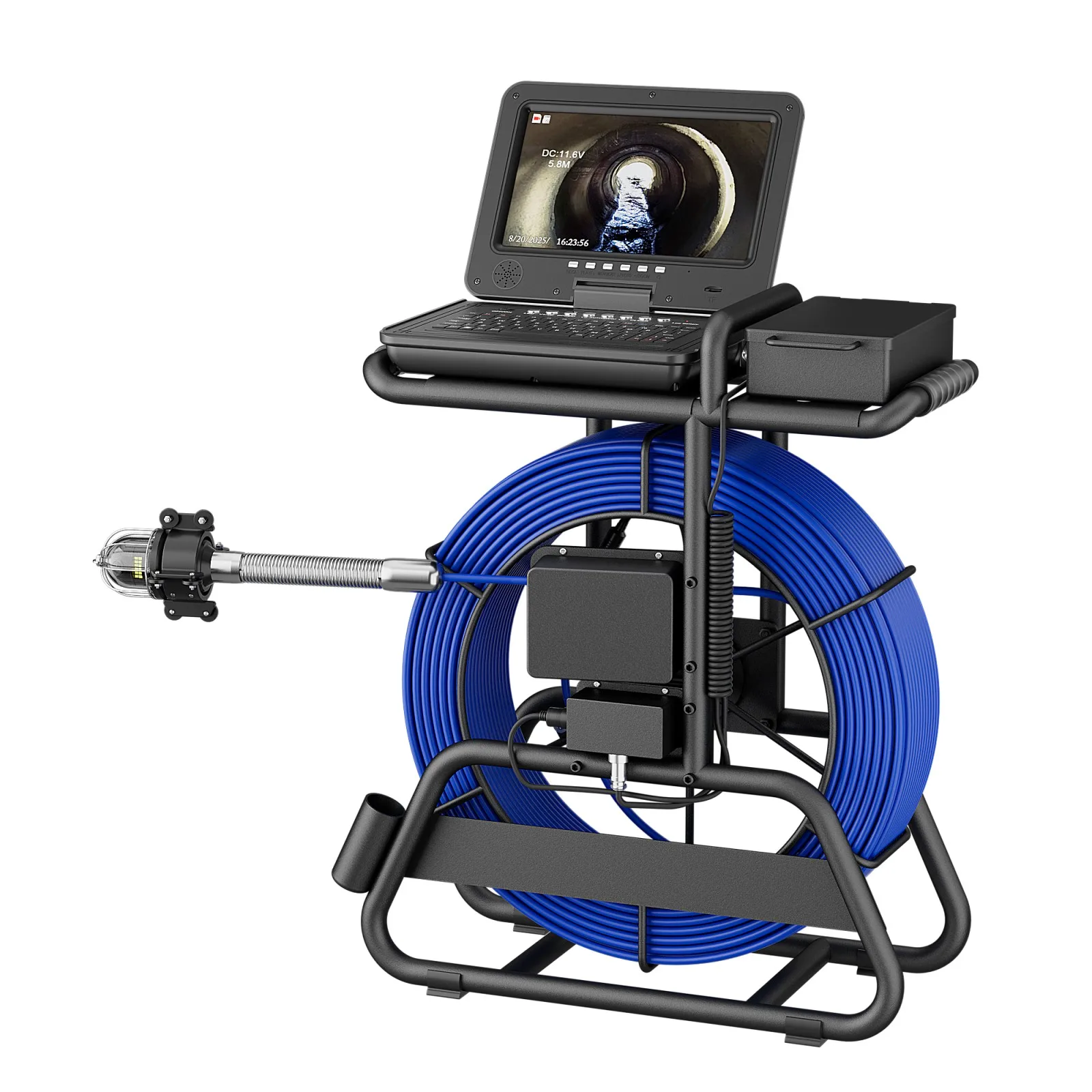GAMWATER 10인치 IPS 360 °   회전식 하수구 카메라, AHD 1080P, 60mm 카메라, IP68, 4500mAH, 7MM 50M-100M 케이블, 512Hz, DVR 32GB