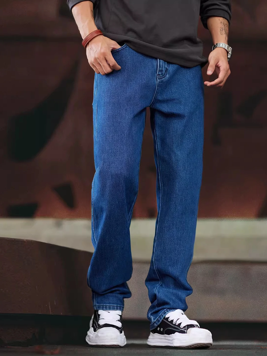 

Мужские джинсы Waed Blue, повседневные брюки прямого кроя, весенне-осенние, новые, удобные, свободного кроя, из денима