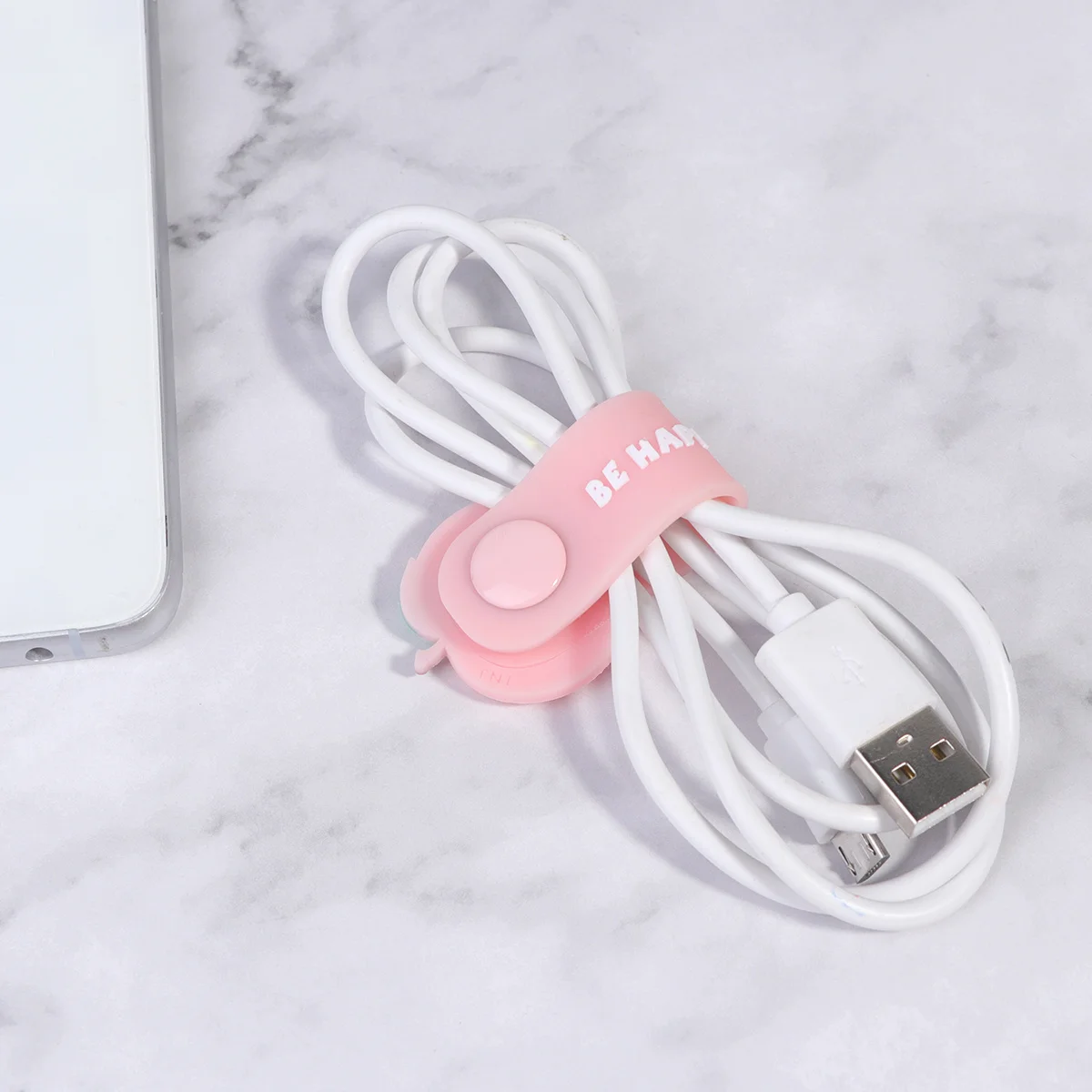 

2Pcs Silicone Earphone Cable Organizer Mini Cord Winder Tie Button Press Charging Data Line Portable Cable Storage
