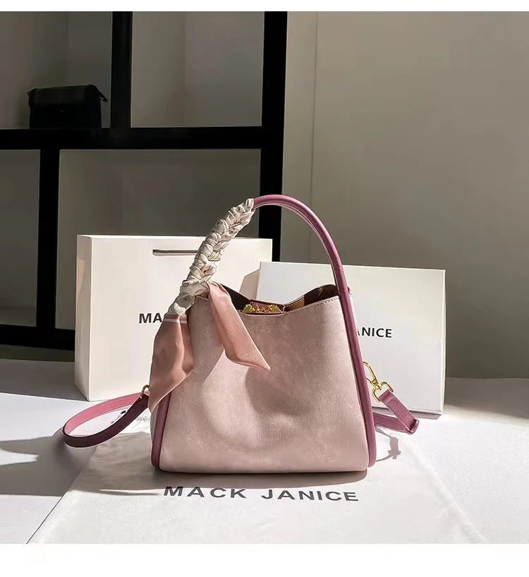 High Quality Large Capacity Textured Leather Bucket Bag Women\'s Handbag Lady Purse Shoulder Messsenger Bag Female Casual Bag