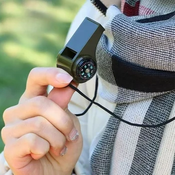 Équipement de survie d'urgence 3 en 1 pour camping, randonnée, sifflet, boussole, Therye.com, besoin d'extérieur, document vert armée avec UL