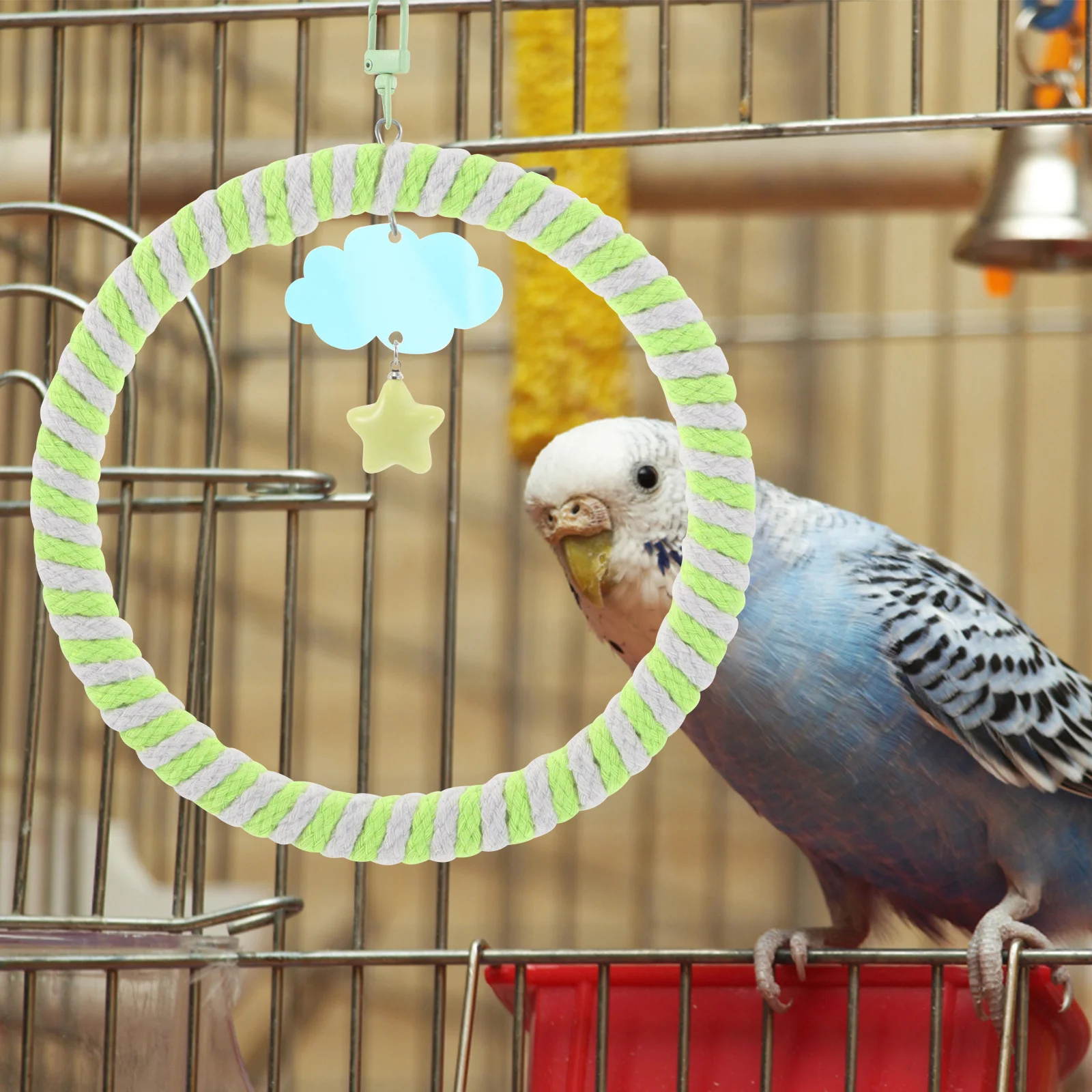 

2pcs Parrot Swing Hanging Bird Cage Ladder Bridge For Small Parrots Climbing Chewing Cotton Rope Ring Perch Budgie Finch