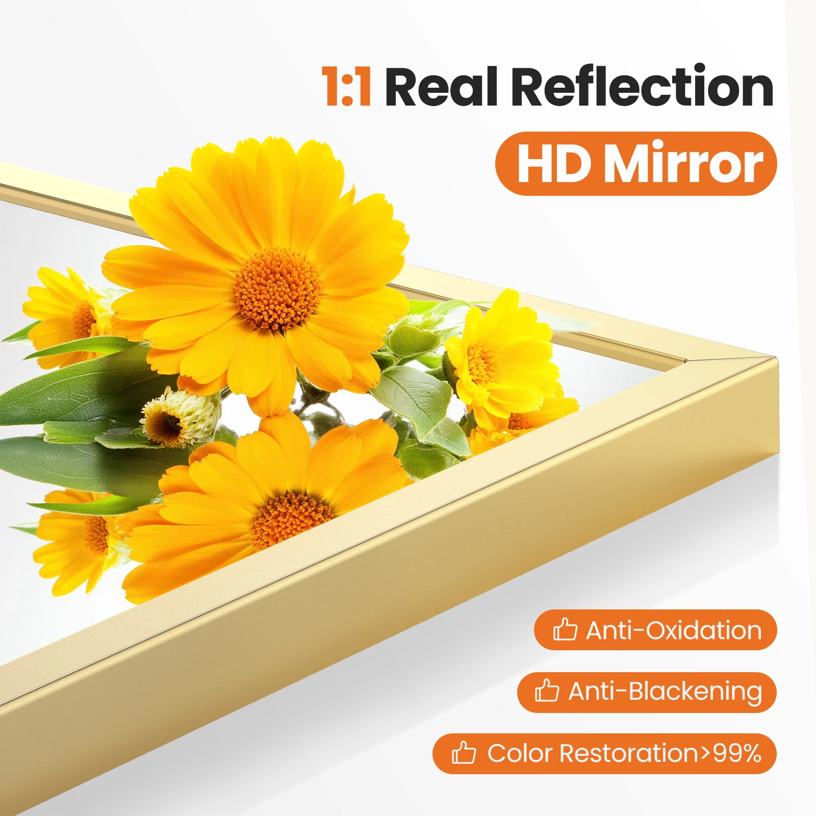 JHK Arched Gold Large Size Bathroom Mirror Bathroom Mirrors for Over Sink Modern Wall Mirrors Arch Decorative for Entryway Bedroom Vanity Horizontal or Vertical Hanging image 3