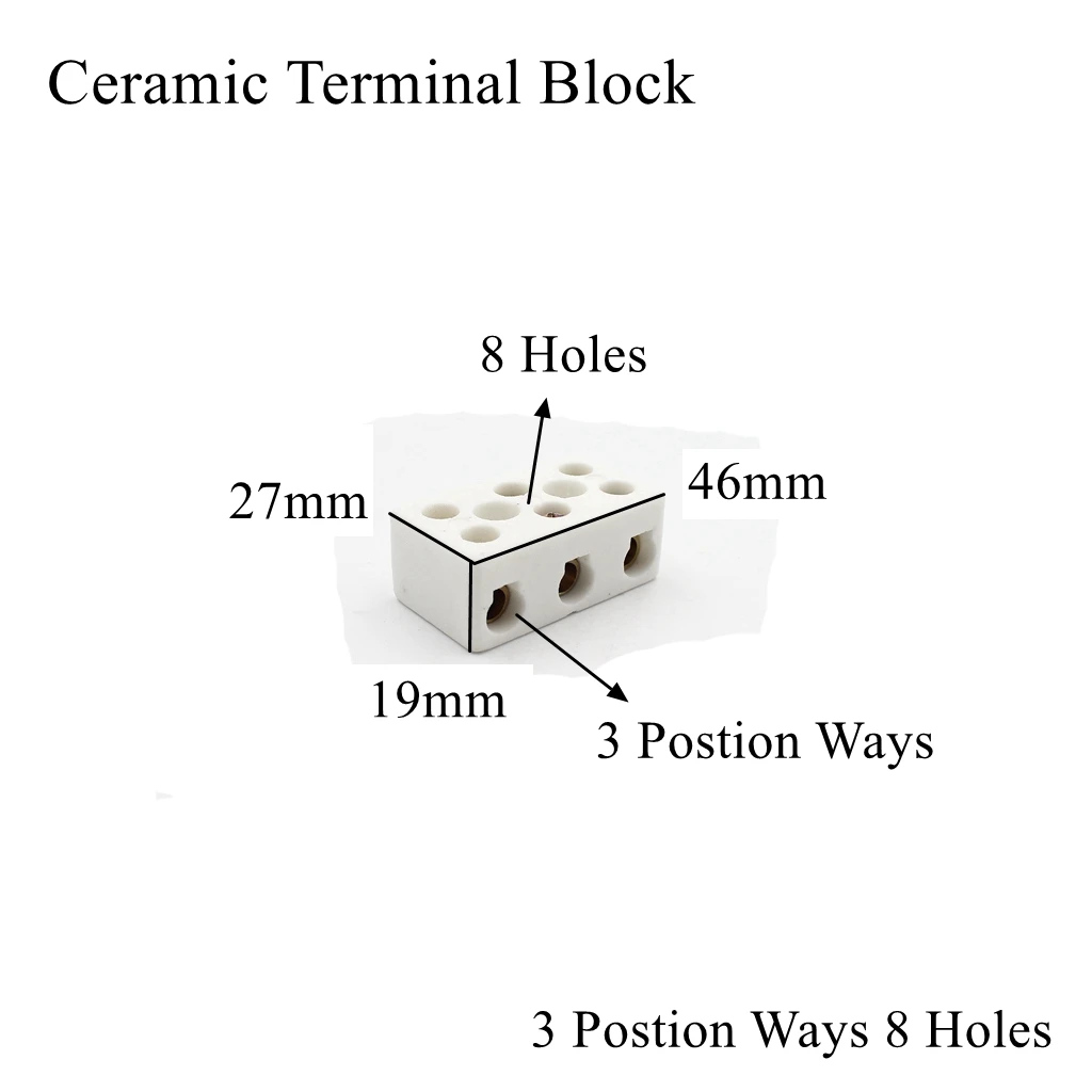 Ceramic Wiring Terminal Block 3 Postion Way 8 Hole High Temperature Frequency Porcelain Dual Multi Row Electric Cable Connector