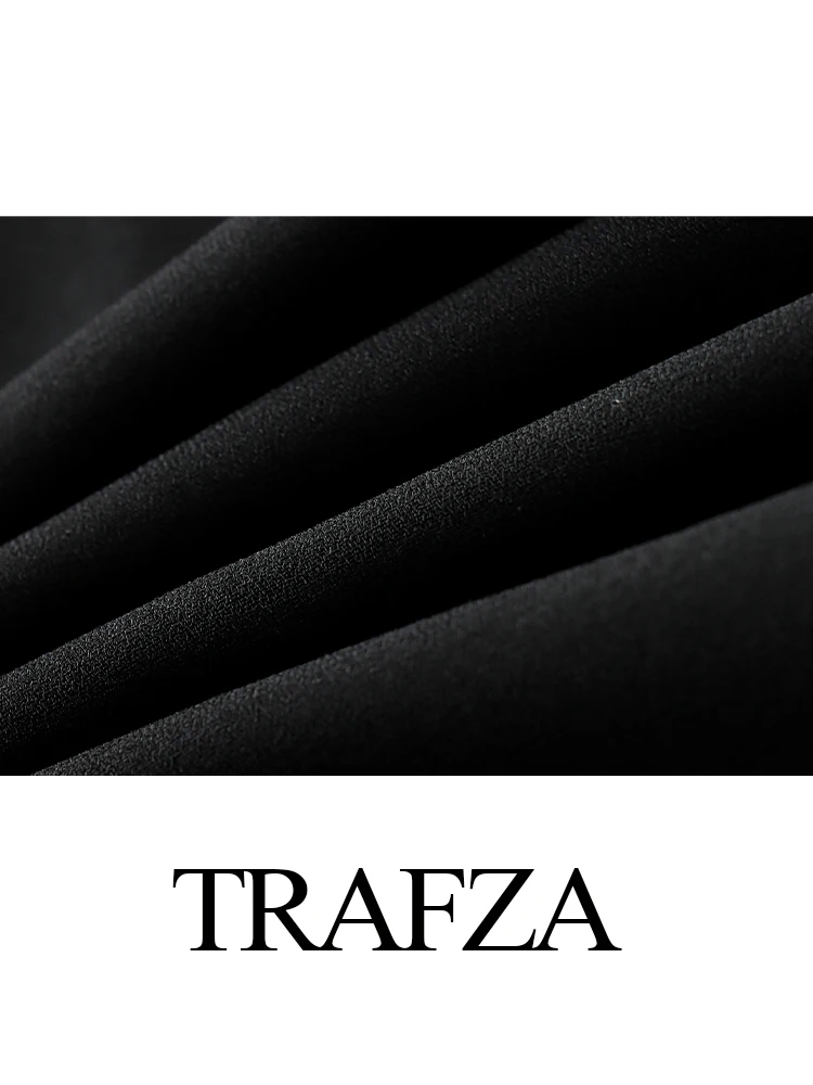 TRAFZA, vestido informal liso a la moda con cuello en V y manga larga con cremallera para mujer, vestido hasta la rodilla con dobladillo ajustado y temperamento elegante para mujer