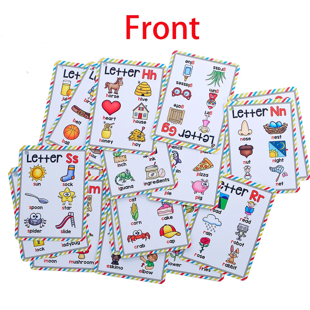 Bview Art English 26 Letters Alphabet Phonics Pocket Flash Cards Early Educational Learning English Word Toys