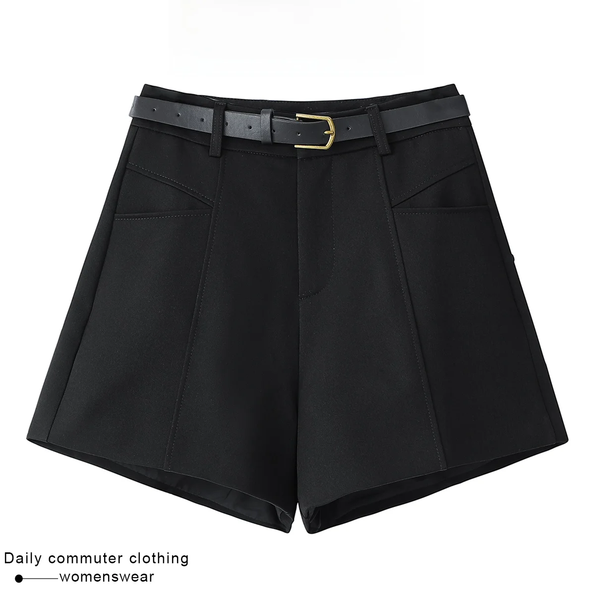 

Coshehkg Commuter Style High Waist A-Line Wide Leg Pants Women's Summer New Casual Shorts Belted Versatile Suit Pants