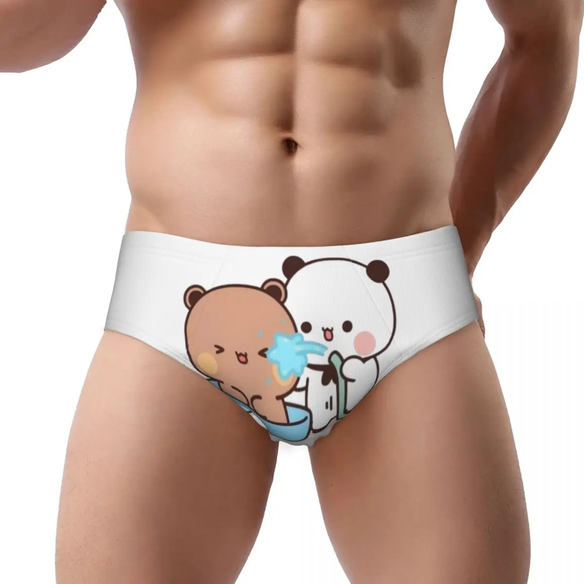 Custom Mens Bubu Dudu Panda And Brownie Bear Couple Men Brief Panties Male Soft Underwear Underpants