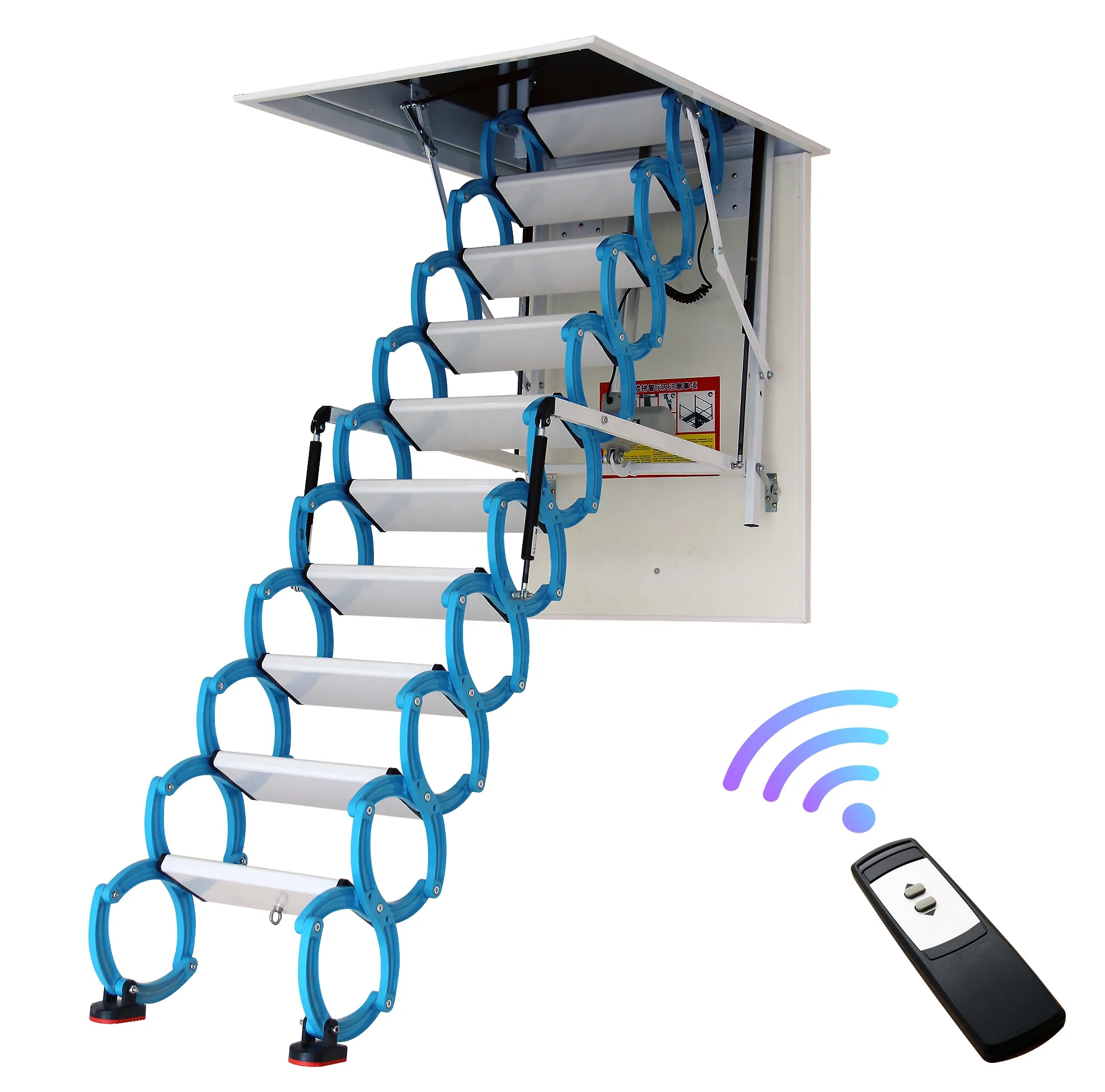 

Auto Open/Close Electric Attic Stairs Heavy Loading Hoist Folding Scissor Ladder