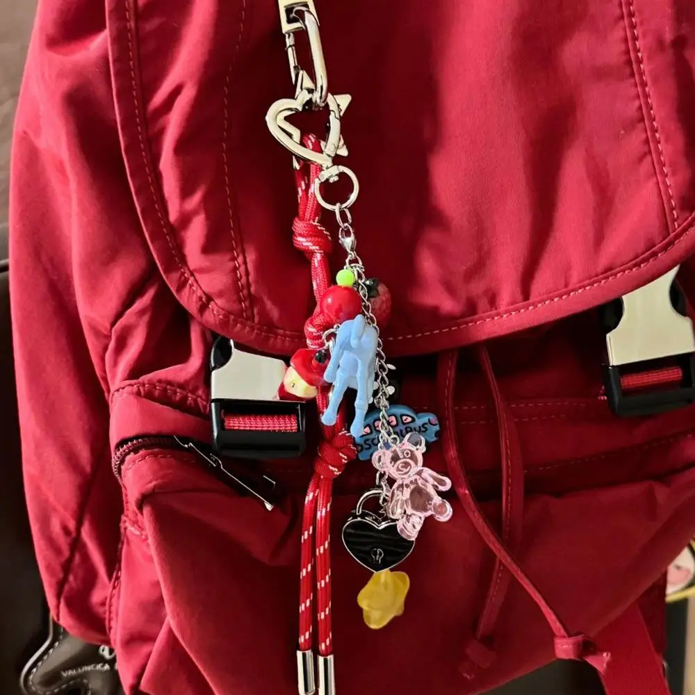 Backpack Decoration Bag Pendant Birthday Gift Keychain Lanyard Multi Element Colorful Bag Charms DIY Rope Cute Handbag Decor