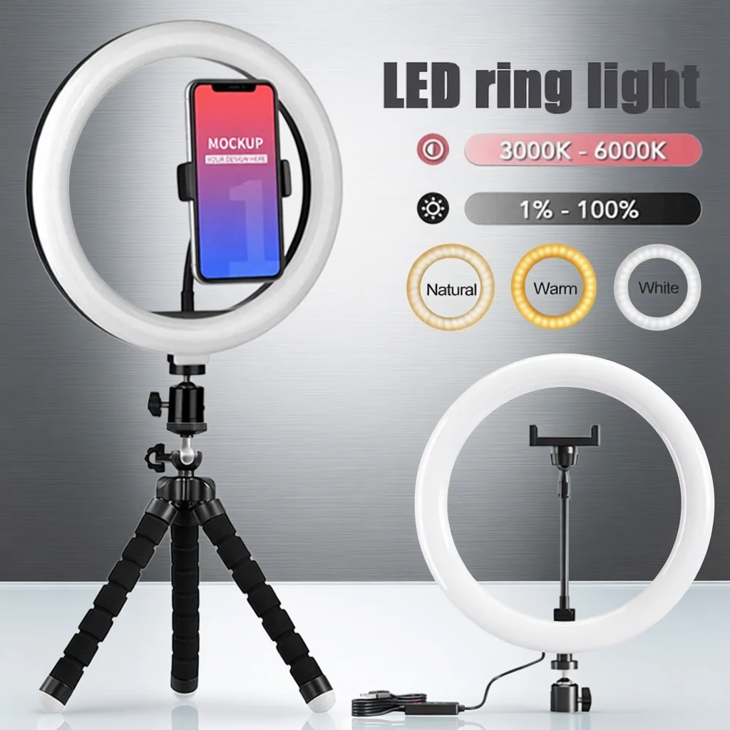 10-Inch Dimmable LED Ring Light with Mini Tripod product image