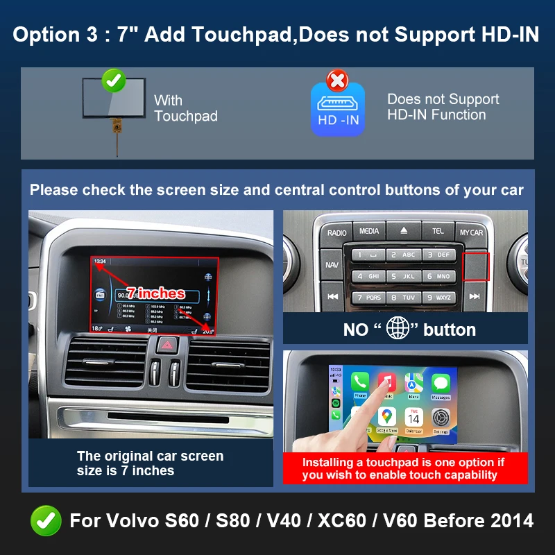 Draadloze CarPlay Android Auto Box 5G Upgrade Versie Voor Volvo V40 V60 XC60 S60 V70 XC70 S80 2010-2014 OEM Microfoon Accessorie - afbeelding 1