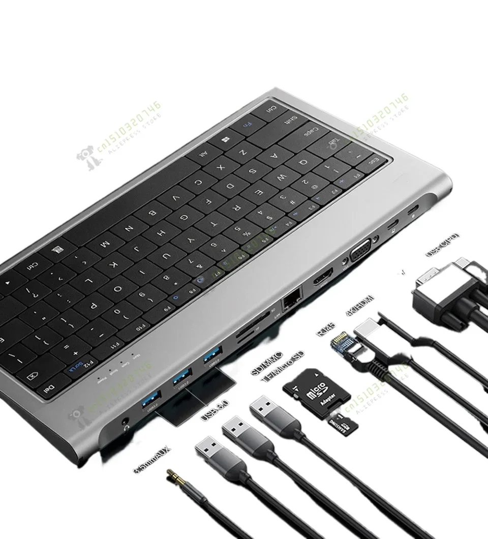 Keyboard docking 11 in 1, hub for laptop tablet phone external connection