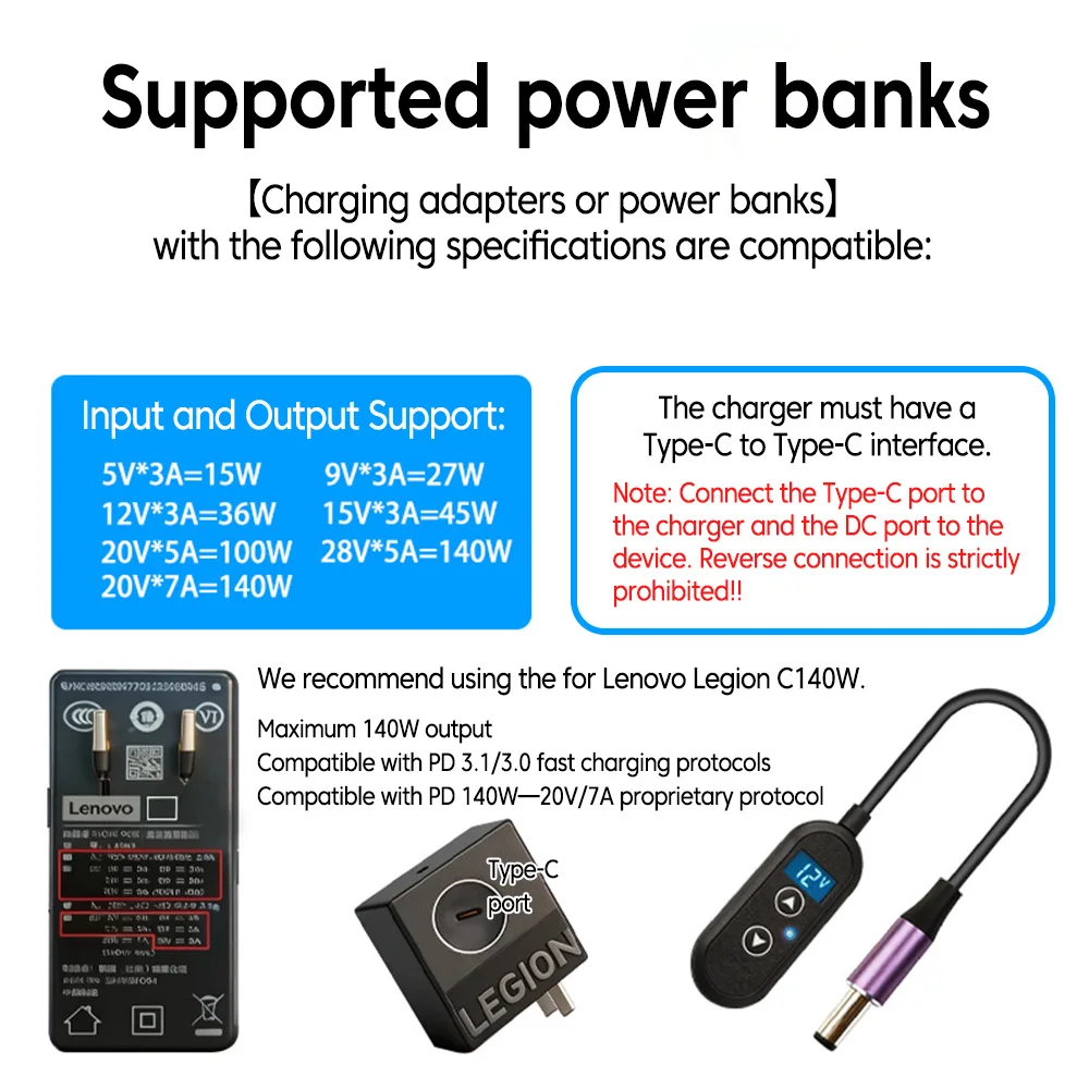 Type C To DC Power Boost Cable 5V/9V/12V/15V/20V/28V Adjustable Boost Converter Cable Adapter USB C To DC Cable For Wifi Router