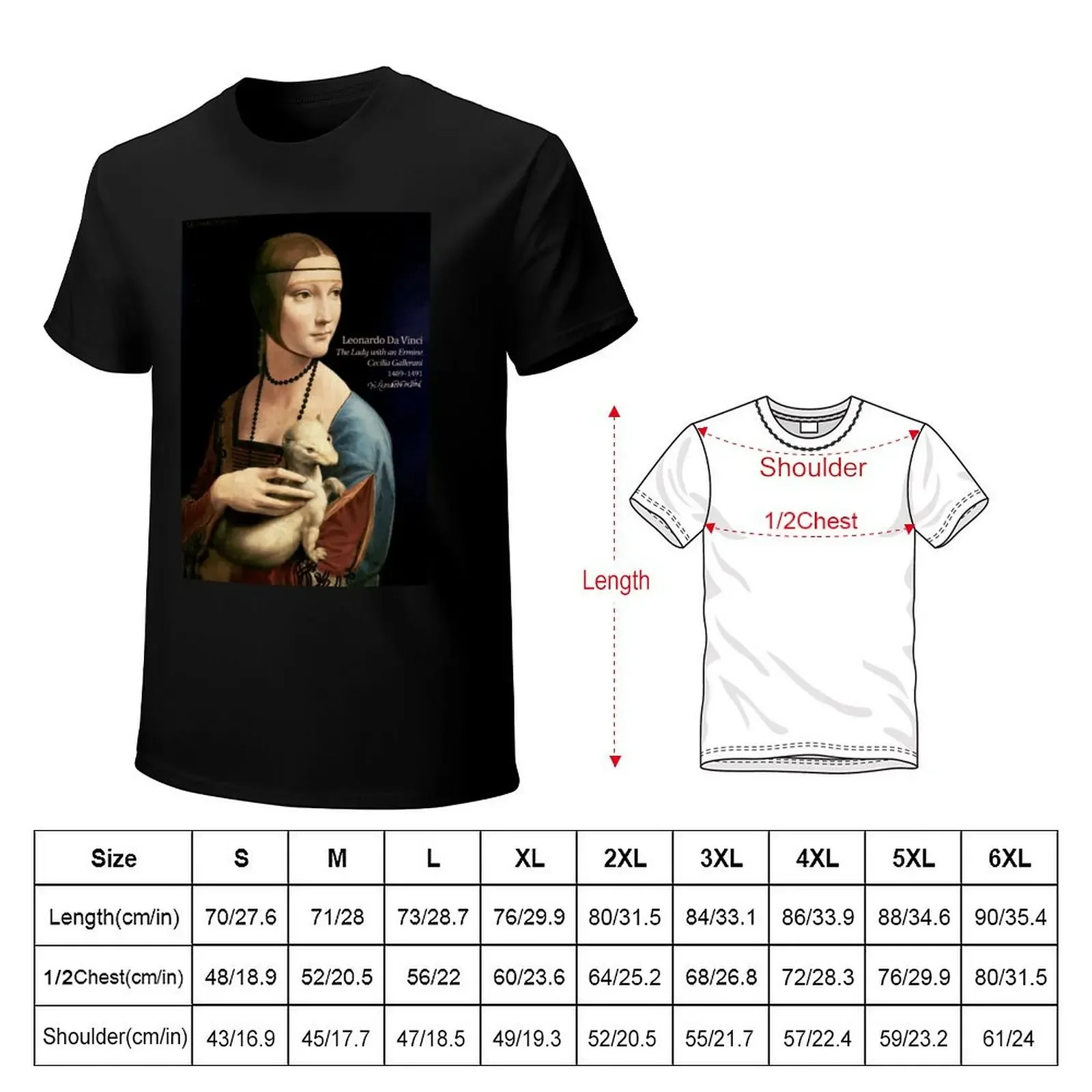 Lady with an Ermine Leonardo da Vinci Poster T-Shirt basketball graphic tees Blouse blacks men clothings