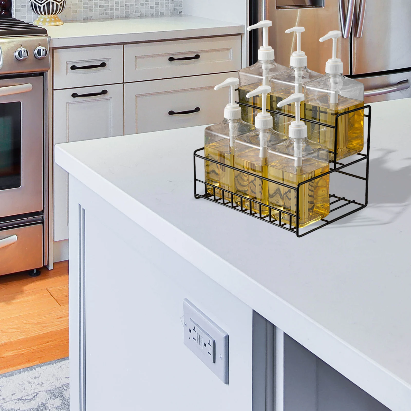 

1 Pcs Durable Iron Drink Storage Rack Condiment Organizer Bottle Holder Kitchen Counter Display
