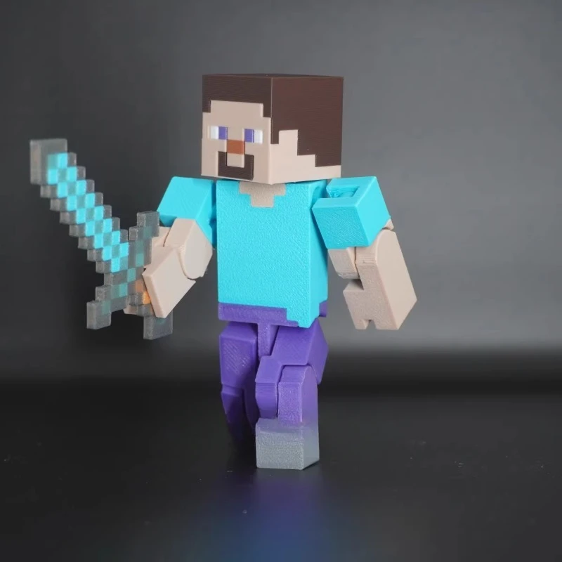 MC Minecraft Doll Steve Solid 303 Mordor Queen Him Toy Movable Model with Weapons Boy's Gift Box Tabletop Ornament Retro Art